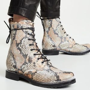 Snakeskin Frye Veronica Combat